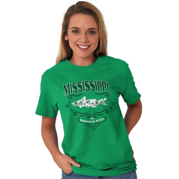 Mississippi Magnolia State Feminine Catfish Womens Graphic T Shirt Tees Brisco Brands