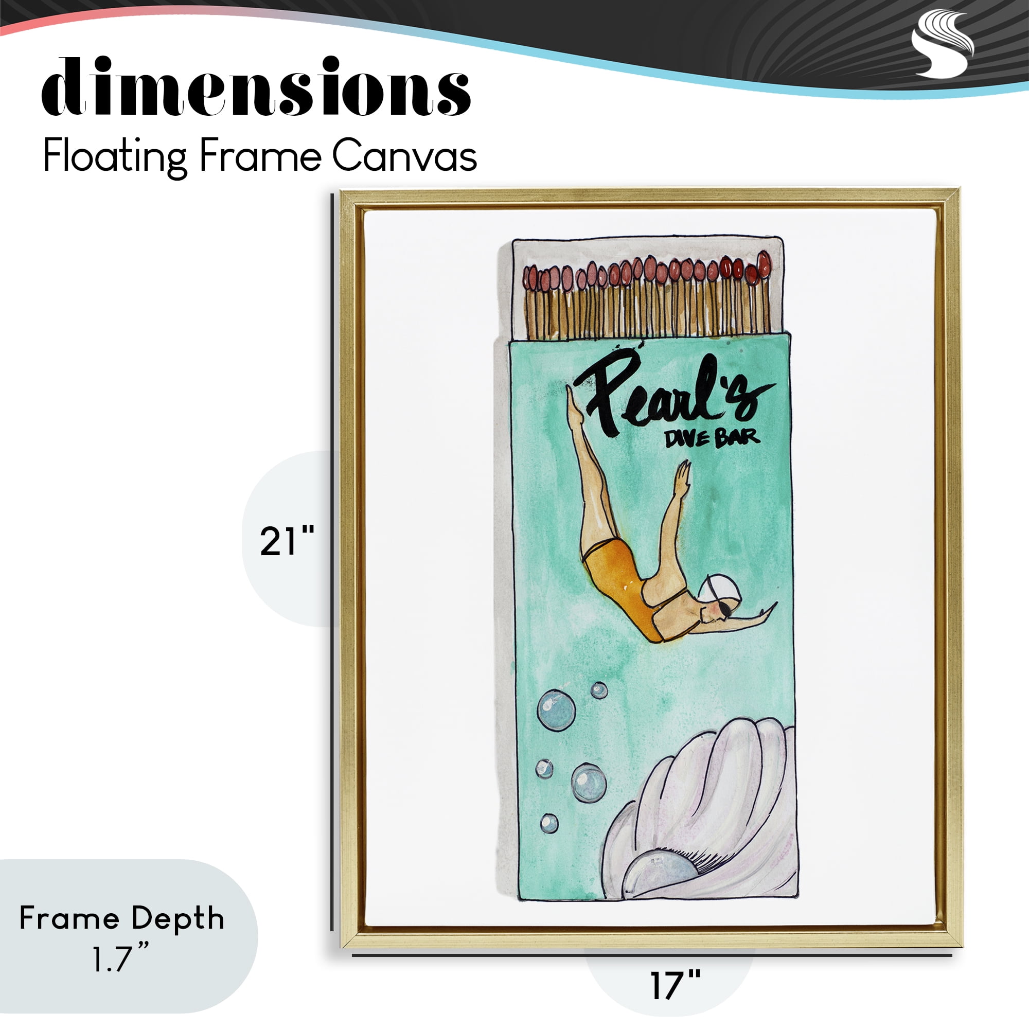 Stupell Industries Pearl Dive Matchbox Gold Framed Floater Canvas Wall Art, design by Nola James