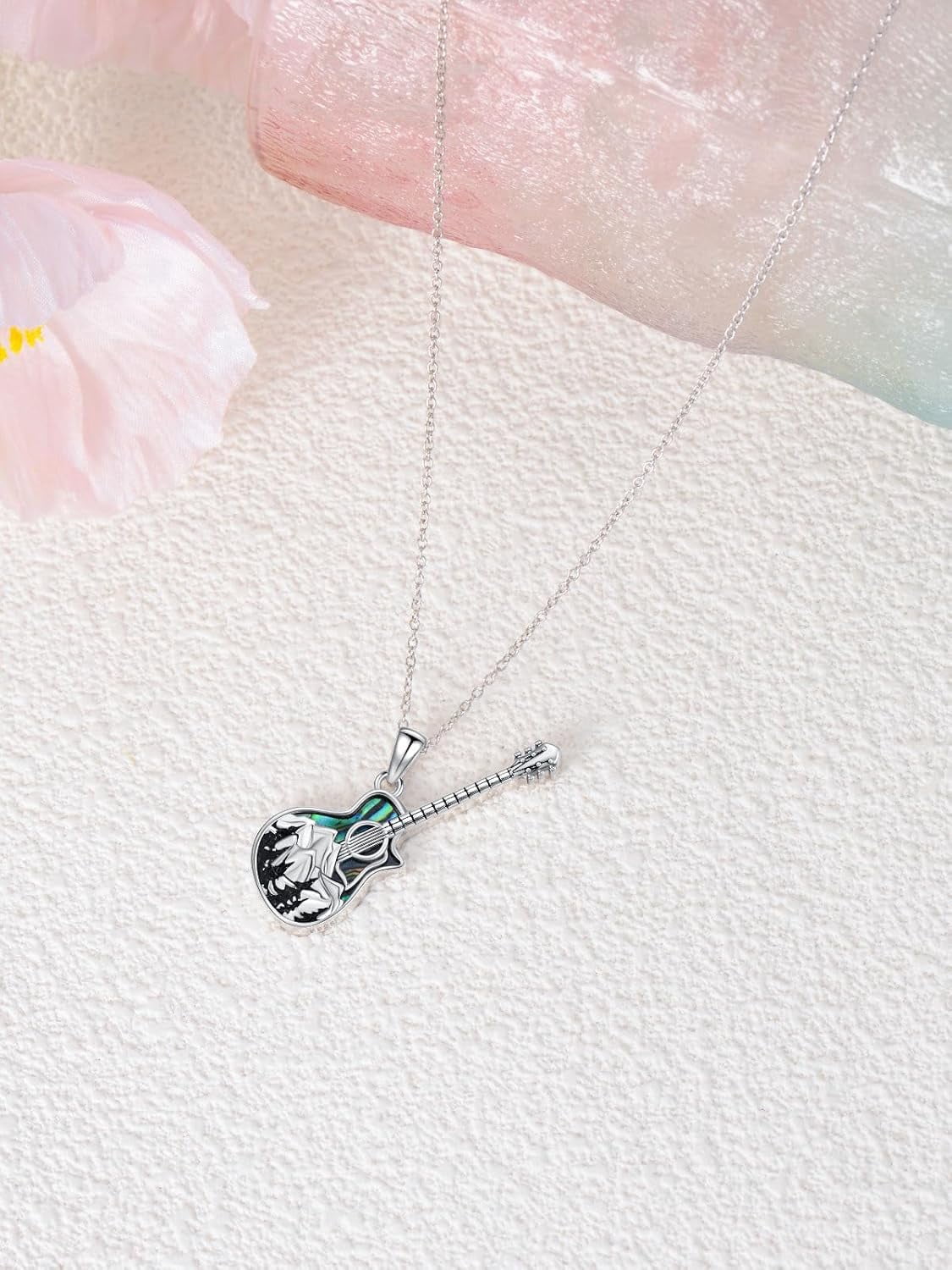 Guitar Pick Holder Necklace Sterling Silver Personalized Soundwave Guitar Pick Pendant Holder Christmas Musicians Gift for Guitar Lovers Music Lovers