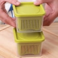 thumbnail image 2 of Juego de cajas de almacenamiento de jengibre y ajo | Refrigerador Guardián de alimentos con tapa y desagüe | Organizador de verduras de doble capa | Paquete de 2 | 7x7x20cm Plástico | Contenedor de, 2 of 7