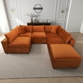thumbnail image 4 of Fremont Mid Century Modern Modular Orange Velvet Comfy Sectional Couch, 4 of 7