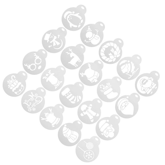 FRCOLOR 20Pcs Hollow Coffee Stencils Christmas Themed Painting Templates DIY Craft Stencils