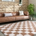 thumbnail image 6 of Conbriboy Super Soft Rug For Bedroom,5x7ft Off-White Camel Area Rug Classic Checkered Shaggy Anti-Skid High Pile Soft Fluffy Rug Fuzzy Carpet For Living Room Bedroom Kids Room Nursery, Dorm, 6 of 8