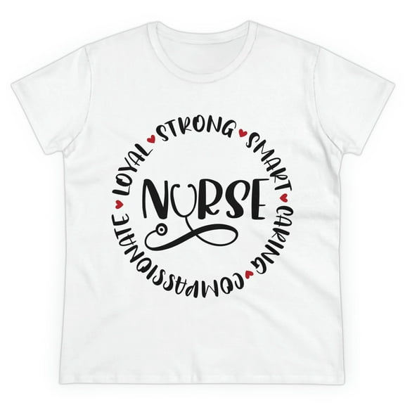 Empowered Nurse Virtues T-Shirt: Celebrating the Heart of Healthcare Women's Midweight Cotton Tee