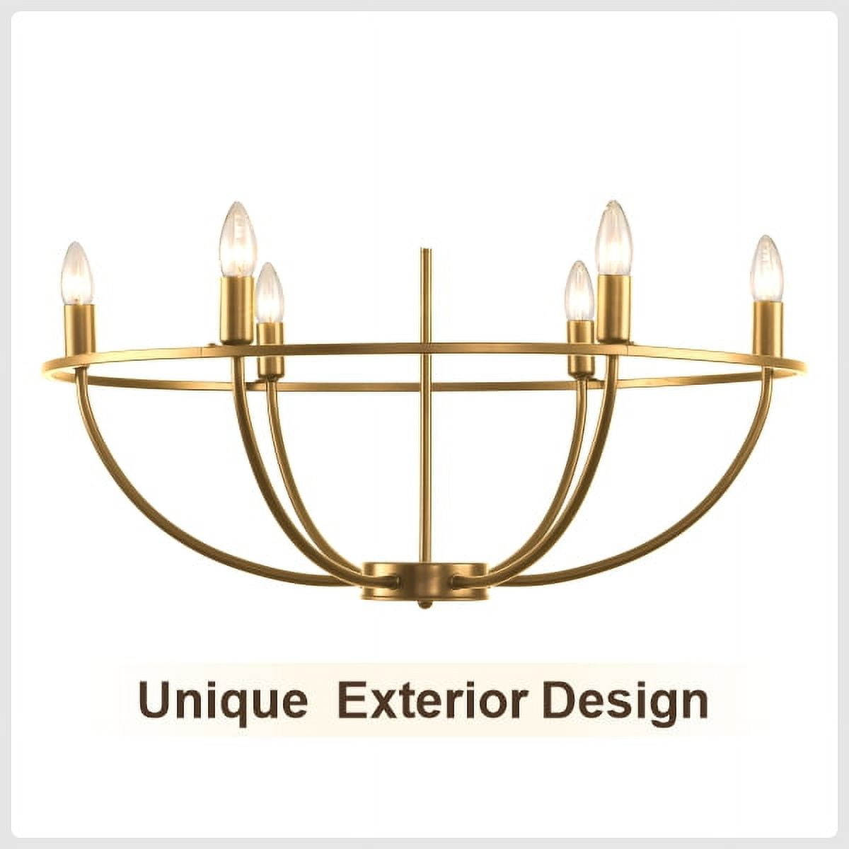 LovingAHome 6 Lights 28.58'' Taper Candle Chandelier Wagon Wheel Hanging Light for Kitchen Dining Room,Gold