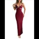 thumbnail image 3 of Vestido Veraniego Ajustado con Escote en V y Tirantes Finos para Mujer, Estilo Resort de Verano Y2K Vino Tinto M, 3 of 8