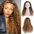thumbnail image 4 of Grace Length Highlight Deep Wave Ombre 4/27 Wigs 13x1 T Part Lace Front Wigs Human Hair for Women Brazilian Deep Wave Lace Frontal Wigs 180% Density 22 inch, 4 of 7