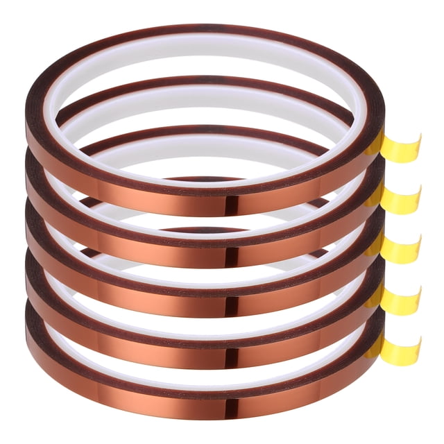 Cinta térmica, 5 rollos de 6mmx27m 88ft cinta resistente al calor de alta temperatura para sublimación, prensa térmica, marrón