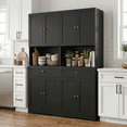 thumbnail image 7 of Homfa 67.5'' Tall Kitchen Pantry with Microwave Shelf, Large Storage Drawer Wood Pantry Storage Cabinet for Dining Room Living Room, Black, 7 of 7