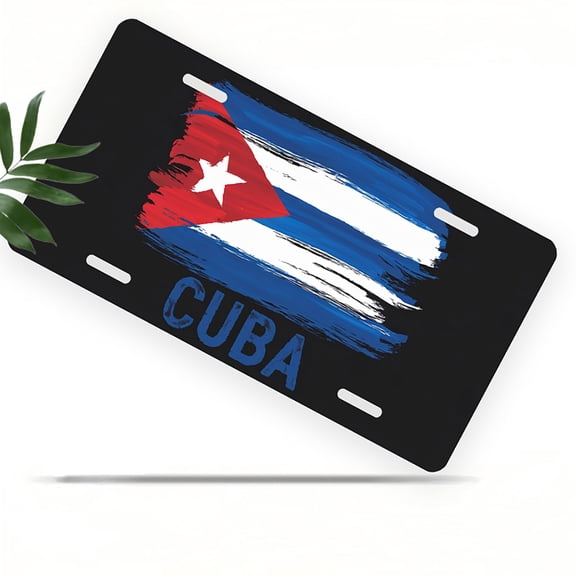 Painted Cuba Flag Front License Plate, Metal License Plate, Funny Standard Plates Personalized Novelty Decorative For Men/Women/Boys/Girls Car 6×12 Inch