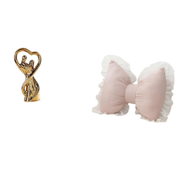 Estatua de pareja, figura decorativa con lazo, adorno de cerámica y PP. Ideal como regalo de bodas o decoración para el hogar o la sala de estar.