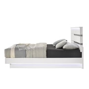Pemberley Row Solid Wood White Bed Glitz and Glam Queen Platform Style 63.74W x 81.89L Assembled