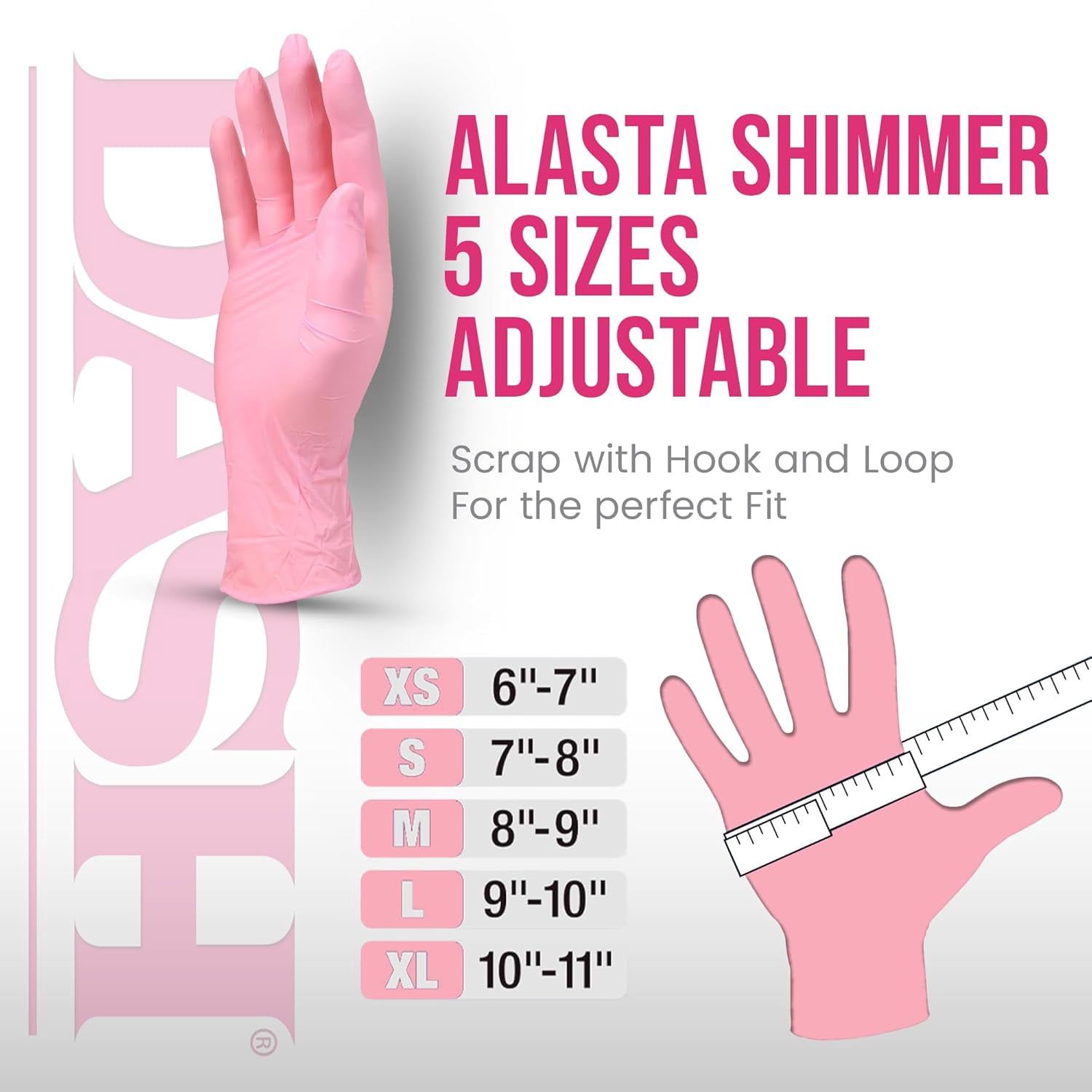DASH Alasta Shimmer Nitrile Exam Grade Disposable Gloves, Pink, 3.9 mil, 100/Box, XSmall