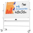 thumbnail image 1 of Tableau Effaçable à Sec Roulant 48 x 36 - Grand Tableau Blanc Magnétique Portable avec Support - Tableau Blanc Style Chevalet Double Face avec Roues - Tableau Blanc Mobile sur Pied pour Bureau, Salle de Classe et Maison, 1 of 4