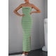 thumbnail image 5 of Vestido PRETTYGARDEN Strapless Bodycon Largo Maxi Verde Blanco XS, 5 of 8