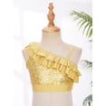 thumbnail image 3 of Yeahdor Kids Girls Hip Hop Dance Outfit Shiny Sequins Ruffles Trim Crop Top with Jogger Pants Dance Suit Gold 10, 3 of 7