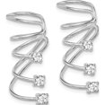 thumbnail image 2 of Sterling Silver Rhodium-Plated Cz Cuff Earrings (27 X 14) Made In China qe13690, 2 of 5