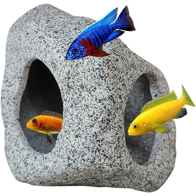 HLONK Aquarium Hideaway Rock Cave Add a Natural Touch to Your Fish Tank with Decorative Rocks!