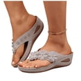 thumbnail image 6 of Women's Plus Size Wedge Flip Flops Casual Floral Thong Sandals Slip-On for Spring Summer, Gray, 6 of 10