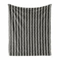 thumbnail image 1 of Stripe Soft Flannel Fleece Blanket, Tribal Inspired Hand Drawn Style Repeating Pattern with Abstract Lines, Cozy Plush for Indoor and Outdoor Use, 60" x 80", Charcoal Grey and Ivory, by Ambesonne, 1 of 6