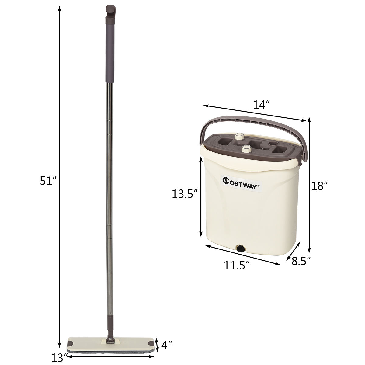 pour Tout Type De Sol Qui Va Vous,1barrel+1mop+2mop Syst/ème De Nettoyage pour S/éparation /À Sec Et Humide Balais Serpill/ère Balai Plate en Microfibre ZTGL P/édale Vadrouille /& Seau Set