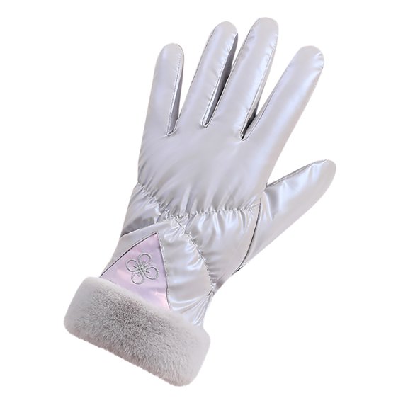 qolati Ski Gloves for Women Winter Touchscreen Waterproof Thermal Snowboard Gloves Thick Faux Leather Fleece Lined Warm Windproof Snow Gloves for Skiing Running and Cycling
