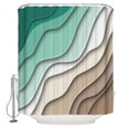 thumbnail image 2 of Green Brown Ombre Waterproof Fabric Shower Curtain, Modern Geometric Abstract Aesthetic Cream Shower Curtain for Bathroom Curtains Bathtubs Hotel Washable Shower Curtains with 12 Hooks Small 36x78in, 2 of 6