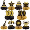 thumbnail image 1 of Gexolenu 10 Piezas 100 Centros De Mesa De Panal De Cumpleaños Oro Negro Saludos A 100 Años Centros De Mesa De Cumpleaños Adornos De Mesa Para Hombres Mujeres Cien Cumpleaños Suministros De Decoracione, 1 of 3