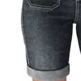 thumbnail image 6 of Womens Jean Shorts High Waisted Stretchy Bermuda Shorts Summer Casual Cuffed Hem Denim Short Button Elastic Waist Short Pant with Pockets, 6 of 9