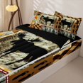 thumbnail image 3 of Castle Fairy Rustic Moose Zipper Twin Comforter Sets with Fitted Sheet and 2 Pillowcases,Vintage Leaves Plaid Zipper Bedding Set,Brown Orange Cream,Black Reversible,4-Piece, 3 of 6