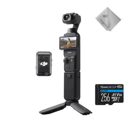 New TEC DJI Osmo Pocket 3 Creator Vlogging Camera with 1" CMOS Sensor, 4K/120fps Video, 3-Axis Stabilization, Fast Focusing, Face/Object Tracking, 2" Rotatable Touchscreen, Includes 256GB SD Card