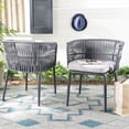 thumbnail image 2 of SAFAVIEH Kiyan Outdoor Patio Rope Chair, Grey/Cushion, Set of 2, 2 of 12
