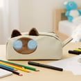 thumbnail image 3 of allydrew 3D Cat Design Pencil Case, Large Capacity 2 Compartment Pencil Pouch for Stationery Tools, Beige Cat, 3 of 5