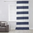 thumbnail image 3 of Blue Stripes Semi Sheer Curtains Drapes for Living Room, Bedroom, French Doors Window 45 Inches Long, Simple Blue White Texture Rod Pocket Chiffon Curtain Drapery Voile Draperies Panel, 3 of 6