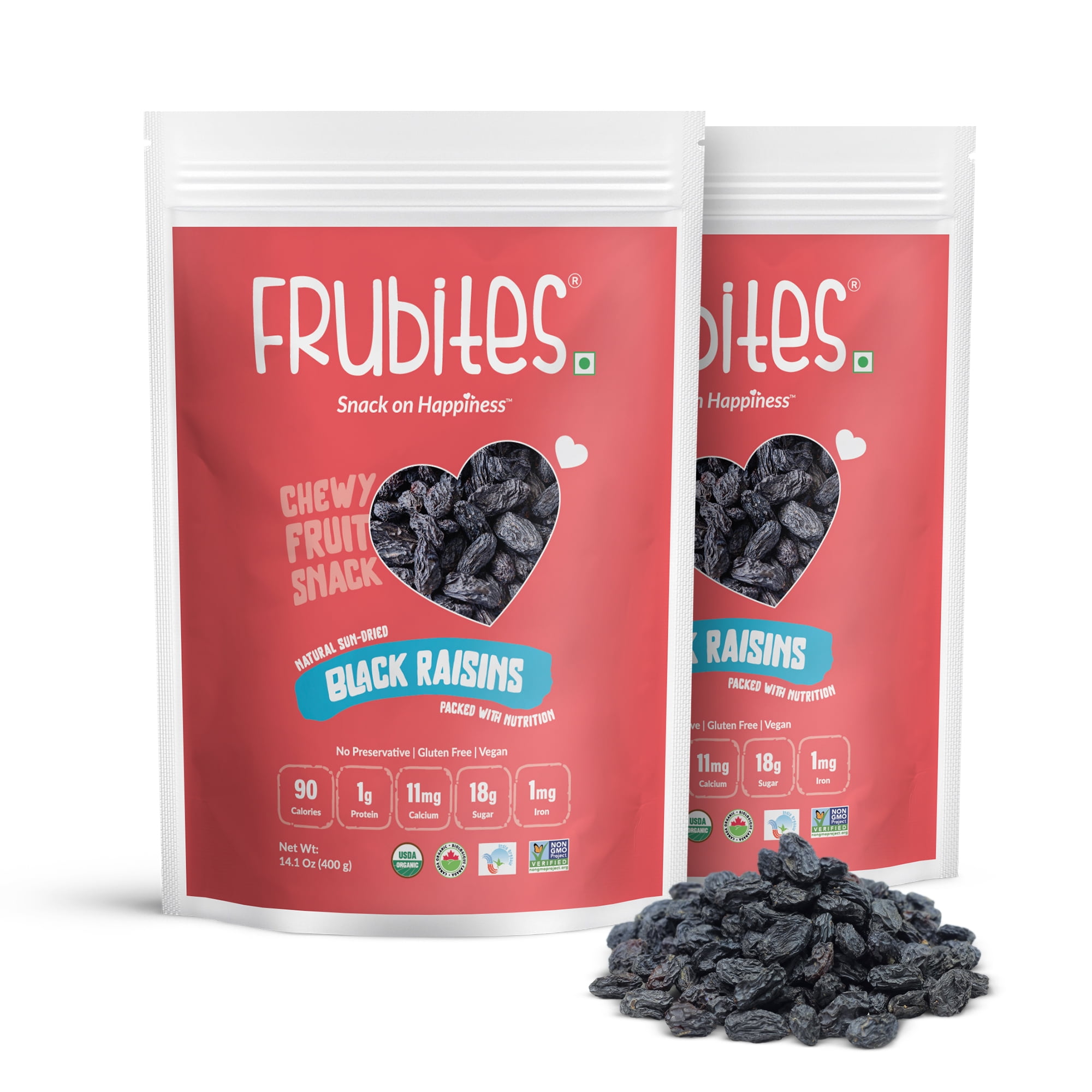 Frubites Sundried Black Raisins, no preservatives, nonGMO, vegan