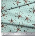 thumbnail image 2 of Soimoi Green Moss Georgette Fabric Floral Scissor & Dots Printed Fabric 1 Yard 44 Inch Wide, 2 of 5