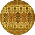 thumbnail image 1 of Ahgly Company Machine Washable Indoor Round Persian Yellow Traditional Area Rugs, 4' Round, 1 of 4