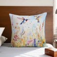 thumbnail image 4 of Spring Floral Pillow Covers 18x18 Inch, Pastoral Rustic Hummingbird Botanical Linen Pillowcase with Invisible Zipper, Decorative Throw Pillow Covers Cushion Case for Couch Sofa Bed Living Room, 4 of 9