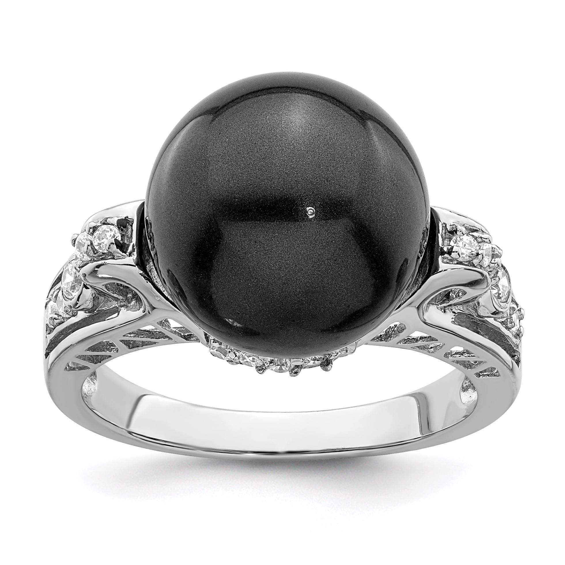 Buy For Less Simulated Pearl Center Cubic Zirconia Designer Ring 925 Sterling Silver