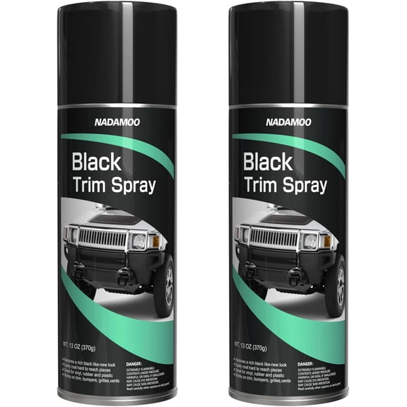 Automotive Black Trim Spray Paint, 2 Cans, Instantly Revives Color for Car Plastic Vinyl Rubber, Vehicle Exterior and Interior Plastic and Trim Restorer Aerosol Paint Can, Satin Finish