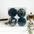 thumbnail image 5 of Christmas Flocked Ball Ornaments – 4-Pack Multicolor Velvet Hanging Decorations with Hooks for Tree, Window, Wall & Holiday Home Decor, 5 of 5