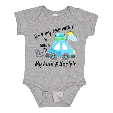 

Inktastic Book My Reservation! I m Going to My Aunt and Uncle s Gift Baby Boy or Baby Girl Bodysuit
