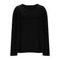 thumbnail image 4 of Cotton Tops for Women Plus Size Long Sleeve with Pockets Soft Crewneck Pullover Tees Blouses Spring Clothes (XL, Black), 4 of 6