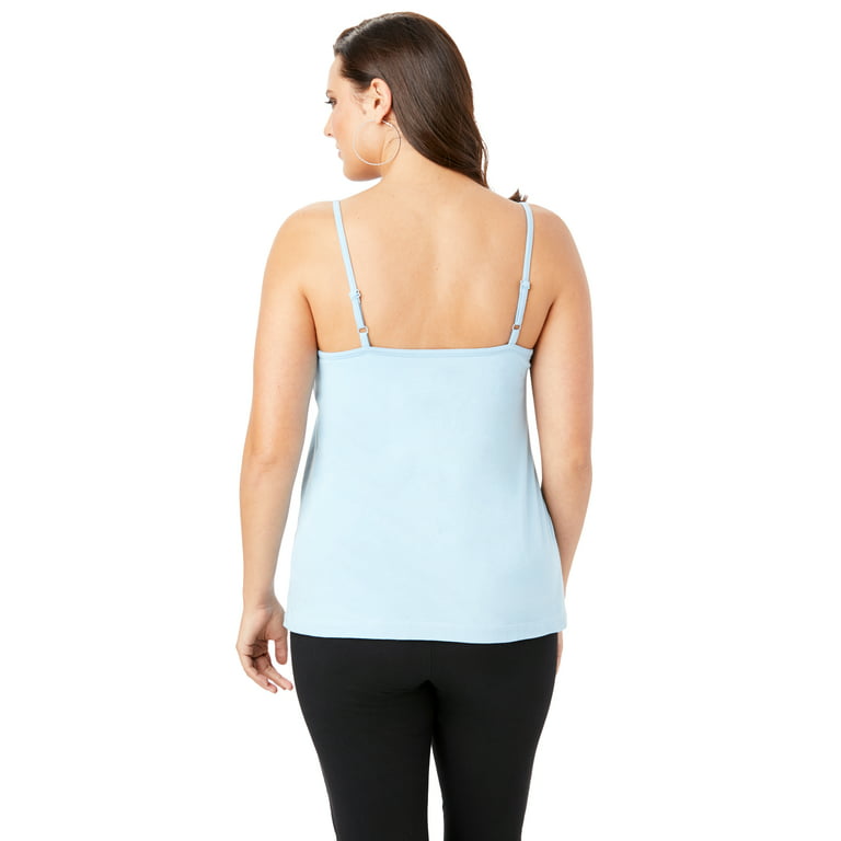 Roaman's Women's Plus Size Bra Cami With Adjustable Straps Stretch Tank Top Built  In Bra Camisole 