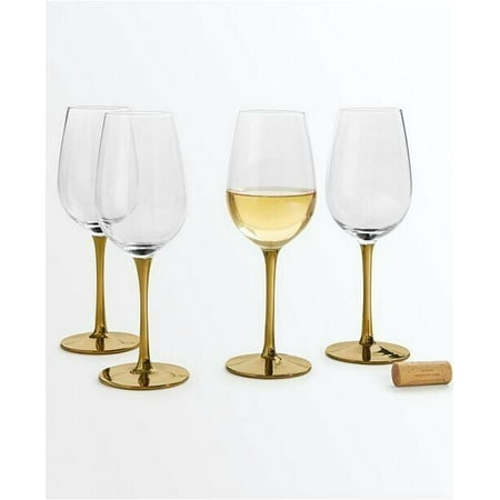 Martha Stewart Collection Gold Stem White Wine Glasses, Set of 4