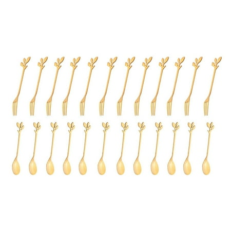 

24 Packs of Stainless Steel Fork and Spoon Set Ice Cream Tea Spoon