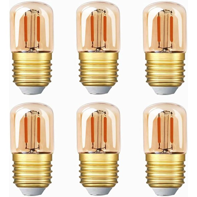 Minibombilla LED tubular, bombilla de filamento LED Edison T28 de 1 W, casquillo de rosca E27, bombilla blanca supercálida de 2200 K para decoración, 80 lm, no regulable (vidrio ámbar), 220 V, paquete