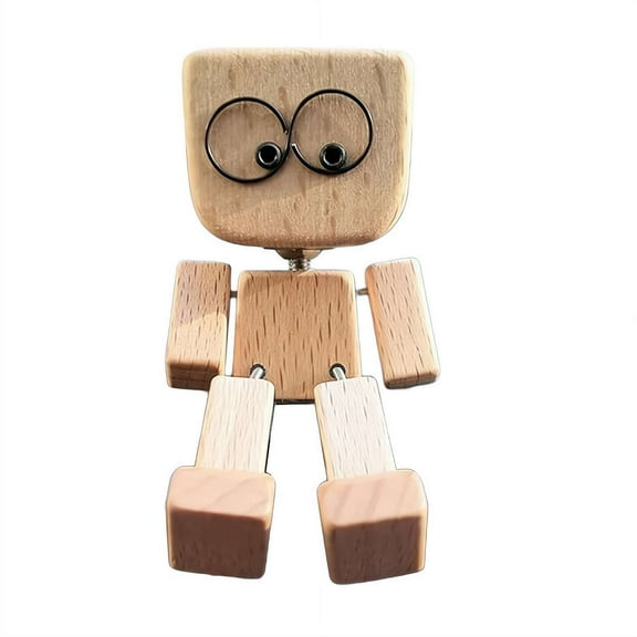 Wooden Car Decor with Aromatherapy, Shaking Leg Man Dashboard Figurine for Stress Relief & Air Freshening, Fun Desk Toy