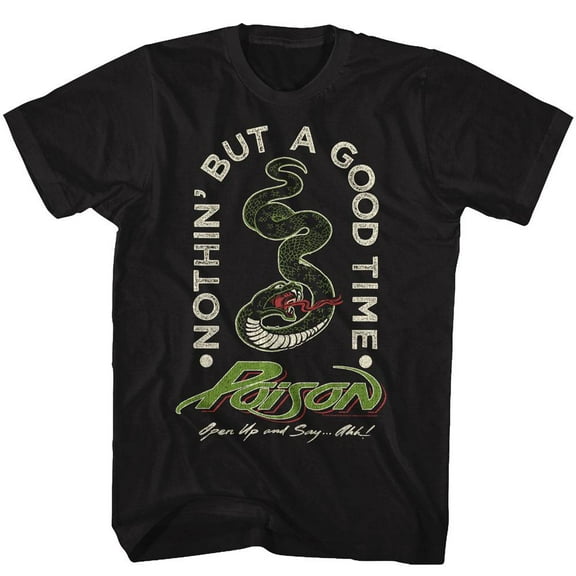Poison Nothin' But A Good Time Snake Black Adult T-Shirt