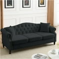 thumbnail image 2 of JERFIT 79" Modern Chesterfield Velvet Sofa 3 Seater with Rolled Arms and Nailhead Trim, Includes 2 Pillows for Living Room, Apartment, 2 of 10